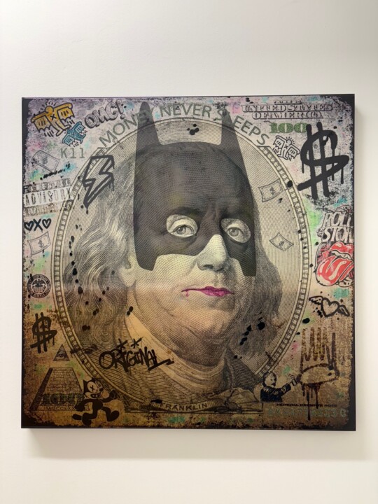 Painting titled "BAT FRANKLIN" by N Nathan, Original Artwork, Acrylic