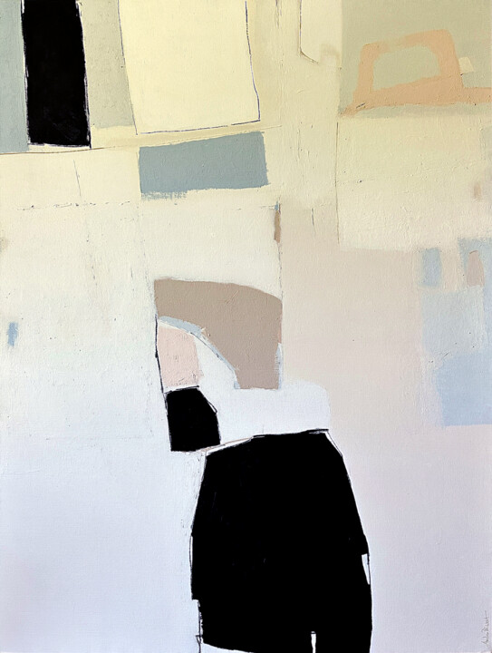 Painting titled "LA MER CALME" by Andrea Reichhart, Original Artwork, Acrylic Mounted on Wood Stretcher frame