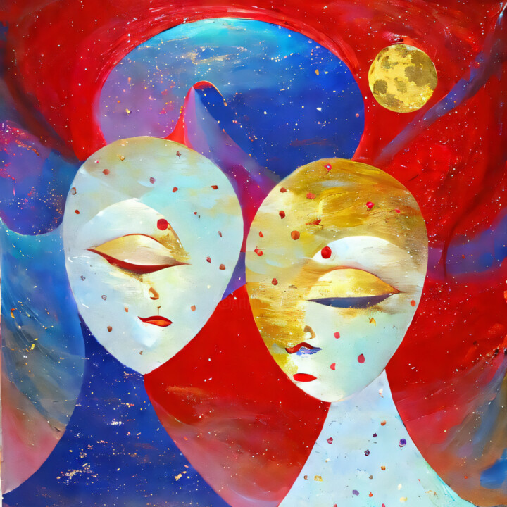 Fantastic colorful couple 数字艺术