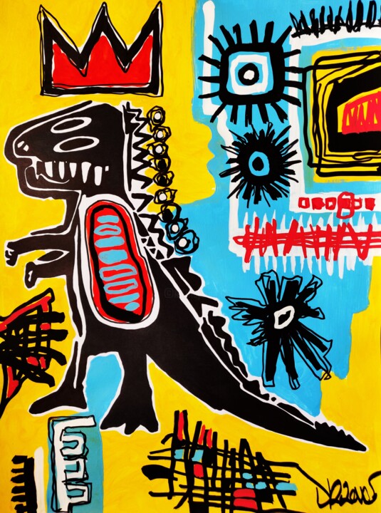 Dino Basquiat 绘画, 15.8x11.8 in