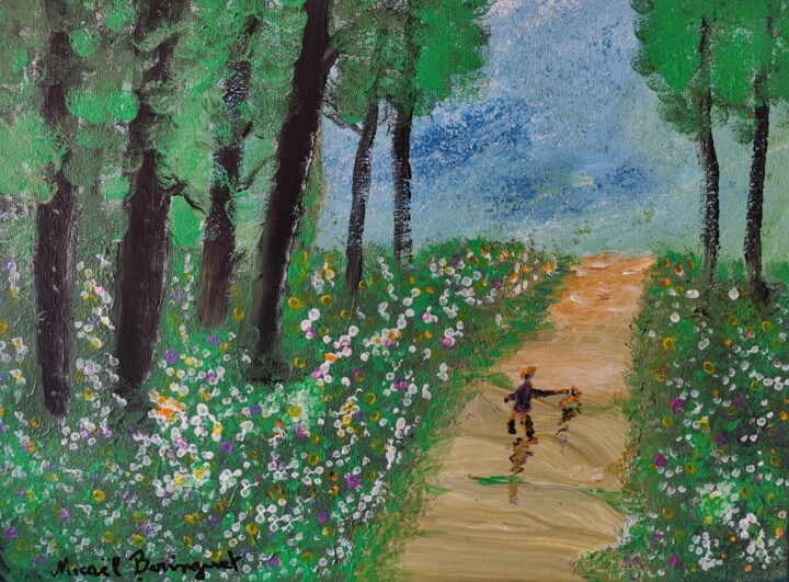 Mon monde aux grandes fleurs 绘画, 11.8x15.8 in