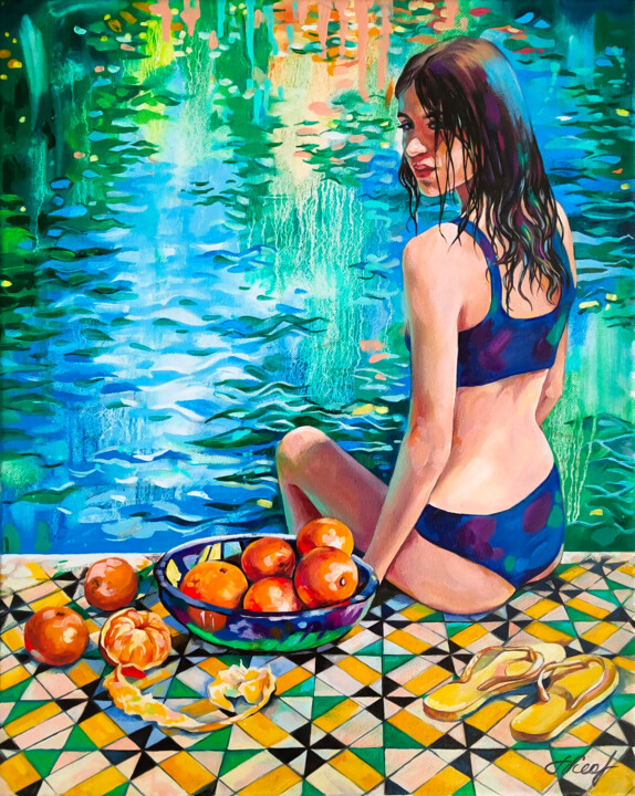 Pool III Schilderij, 19,7x15,8 in