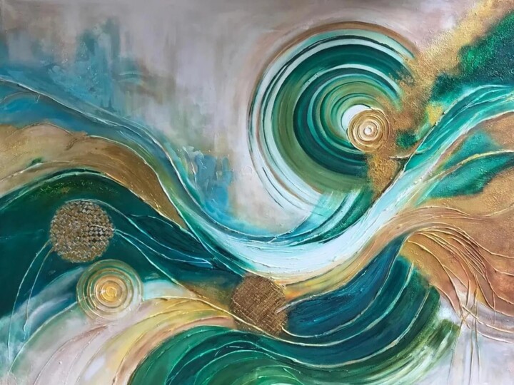 绘画 标题为“Emerald Flow” 由Malinga Kumarasinghe, 原创艺术品, 丙烯