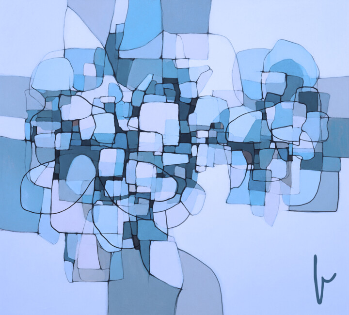 Arts numériques intitulée "Bleus" par Jean Paul Pierozzi, Œuvre d'art originale, Peinture numérique
