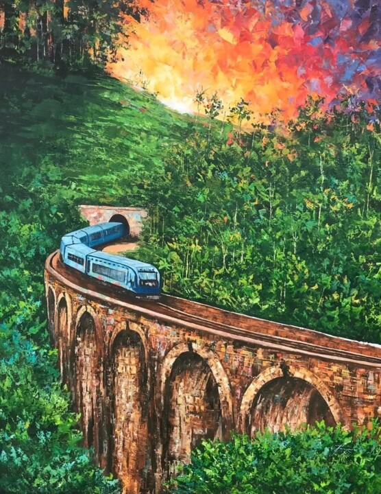 Nine Arch Bridge Sunset Pintura, 48x36 in