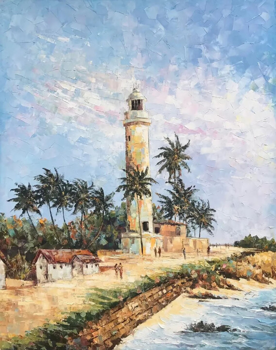 Painting titled "Beacon of Tranquili…" by Malinga Kumarasinghe, Original Artwork, Acrylic