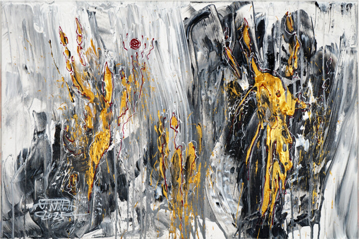 Painting titled "Inspired By Gold XS…" by Peter Nottrott, Original Artwork, Acrylic