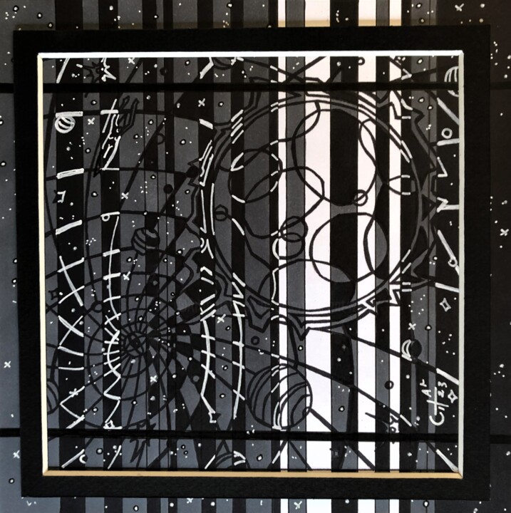 308- à 4 passe encore (galaxi'nachevé/binaire/Vador/vitrail) Drawing, 7.9x7.9 in