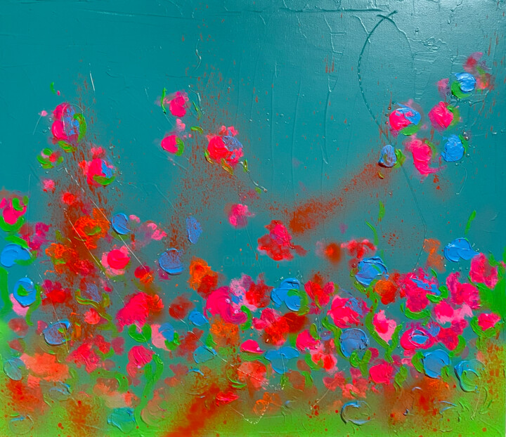 Painting titled "Summer Mood" by Victoria Purynova, Original Artwork, Acrylic Mounted on Wood Stretcher frame
