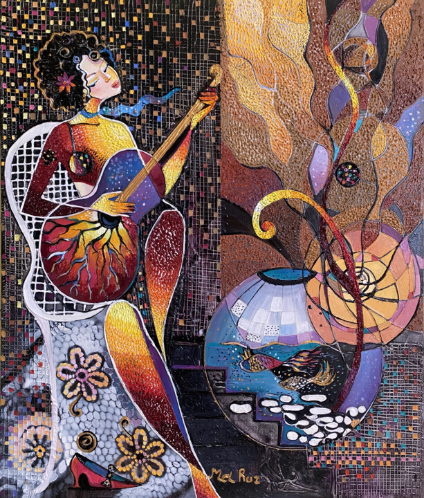 Music in Mosaic Malarstwo, 27,6x23,6 in
