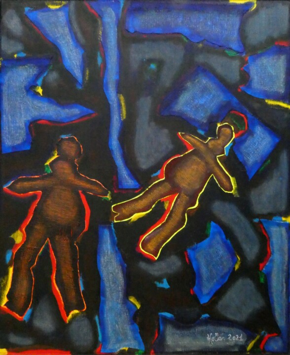 Bonhommes nocturnes 绘画, 28.7x23.6 in