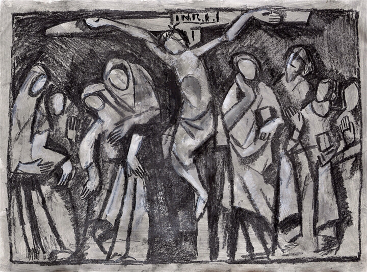 Crucifixion cubiste 图画, 16.1x22.4 in