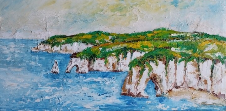 falaise d étrètat 绘画, 11.8x23.6 in
