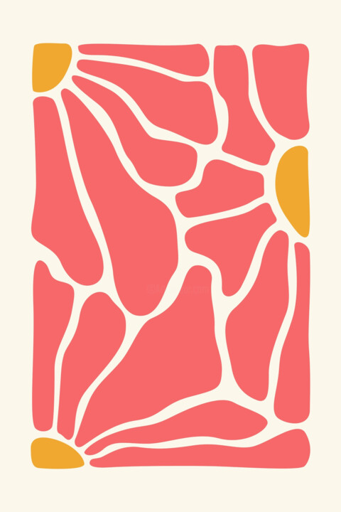 "Abstract Coral Mosa…" başlıklı Dijital Sanat 春宇 关 tarafından, Orijinal sanat, AI tarafından oluşturulan görüntü Karton üzer…