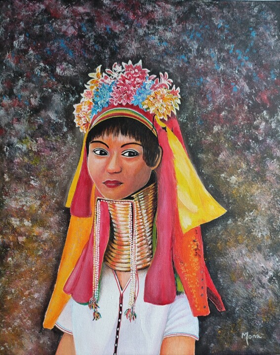 femme girafe 绘画, 19.7x15.8 in