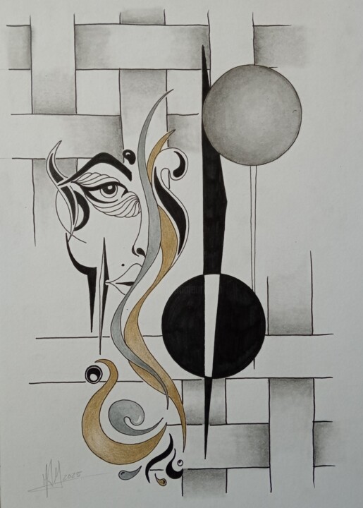 Dibujo titulada "Entrelaços da mente…" por Miguel Marques, Obra de arte original, Tinta