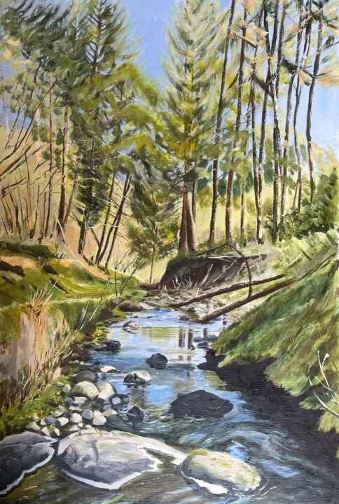 Painting titled "Glenariff River" by Marcella Marais, Original Artwork, Oil