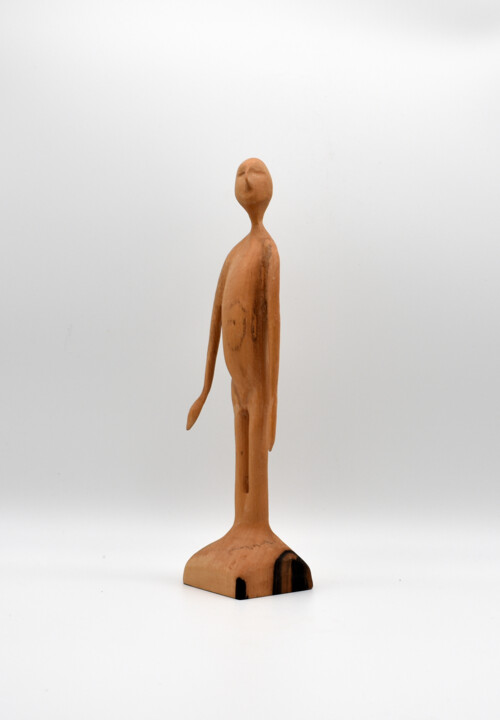 Escultura titulada "Ebenholzmann in weiß" por Sylvia Gnatz, Obra de arte original, Madera