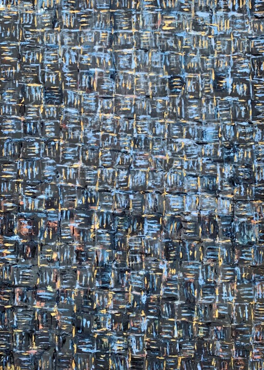 Painting titled "Abstract Squares Mo…" by Vilma Gataveckiene, Original Artwork, Oil