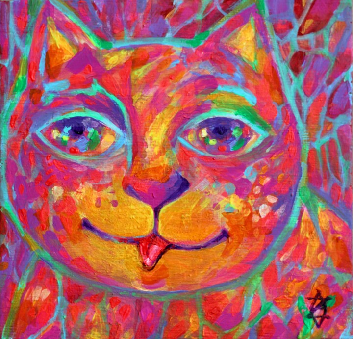 Chat la fortune Schilderij, 5,5x5,9 in