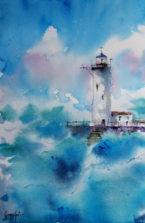 Painting titled "lighthouse 35" by Giorgio Gosti, Original Artwork, Watercolor