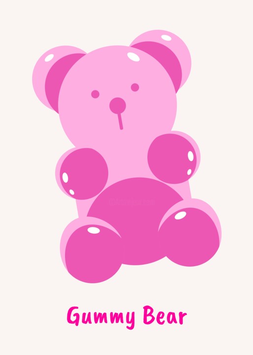 Cute Pink Gummy Bear Toy 数字艺术, 46.5x65.1 in