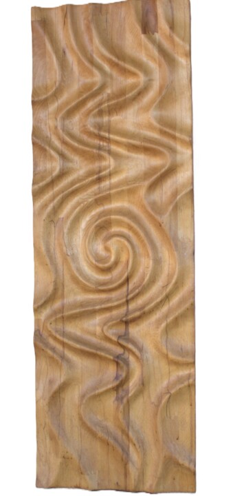 Wellen. Handgefertigte Wandpanorama aus Holz. Buche 雕塑, 47.2x15.8 in