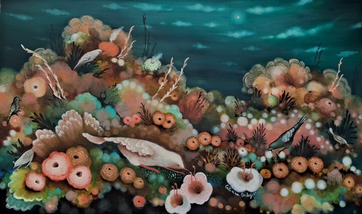 "Paisaje en flor" Painting, 23.6x39.4 in