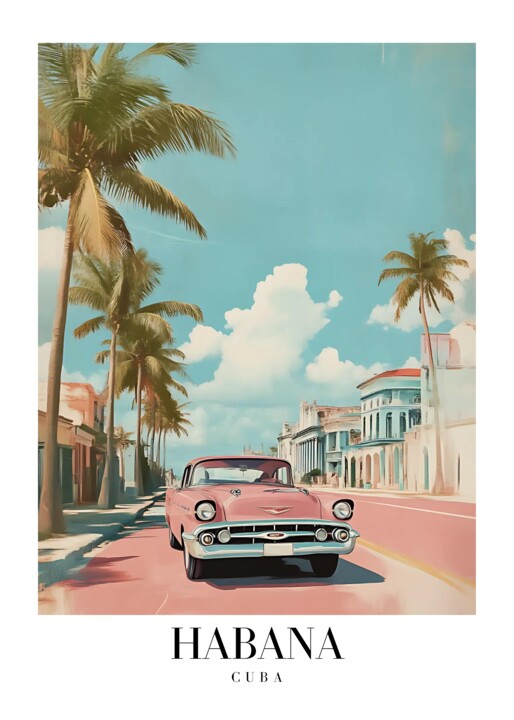 Arts numériques intitulée "Vintage Havana: Cla…" par Chun Yu Guan, Œuvre d'art originale, Image générée par l'IA Monté sur C…
