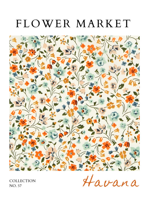 Arts numériques intitulée "Floral Havana Marke…" par Chun Yu Guan, Œuvre d'art originale, Image générée par l'IA Monté sur C…