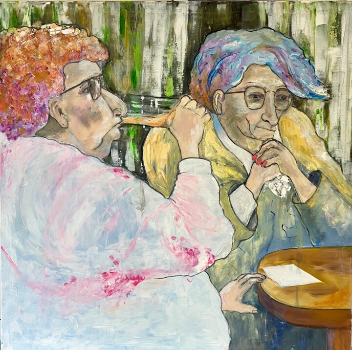 Painting titled ""les copines"" by Isabelle Reygaerts, Original Artwork, Oil