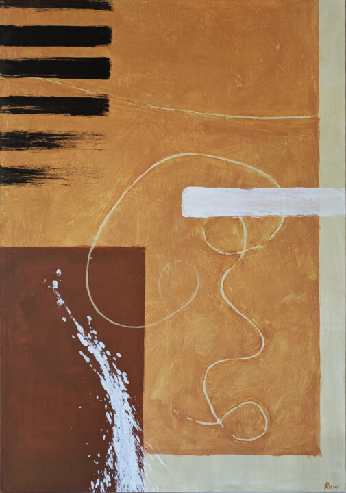 Schilderij getiteld ""Abstract 076"" door Rumen Spasov, Origineel Kunstwerk, Acryl Gemonteerd op Frame voor houten brancard