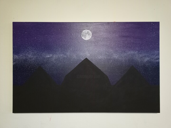 Pyramids in the night Painting, 19.7x31.5 in