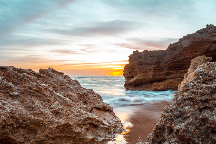A Winter Sunset in Roche Fotoğraf, 39,4x59,1 in