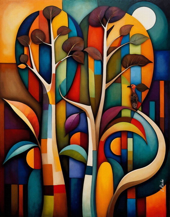 Painting titled "ARBOL 1" by L.Roche, Original Artwork, Acrylic Mounted on Other rigid panel