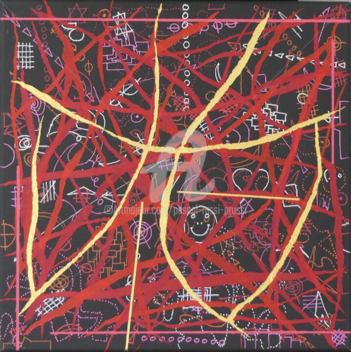 Painting titled "16, A la croisée de…" by Pascal Russi (PRussi), Original Artwork, Acrylic Mounted on Wood Stretcher frame