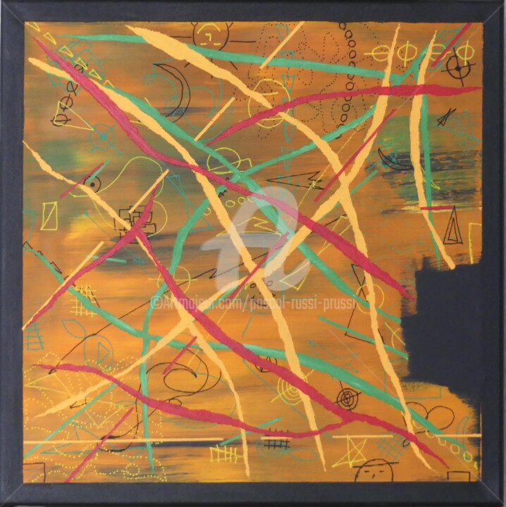 Painting titled "19,A la croisée des…" by Pascal Russi (PRussi), Original Artwork, Acrylic Mounted on Wood Stretcher frame