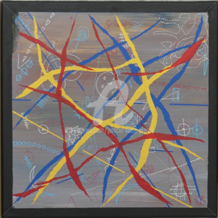 Painting titled "20, A la croisée de…" by Pascal Russi (PRussi), Original Artwork, Acrylic Mounted on Wood Stretcher frame