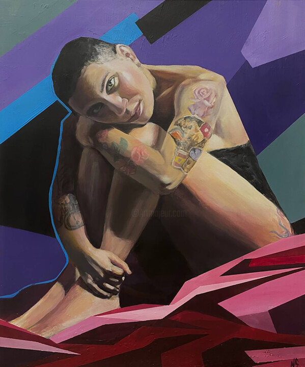 Under the Blanket in Thought 绘画, 33.5x25.6 in