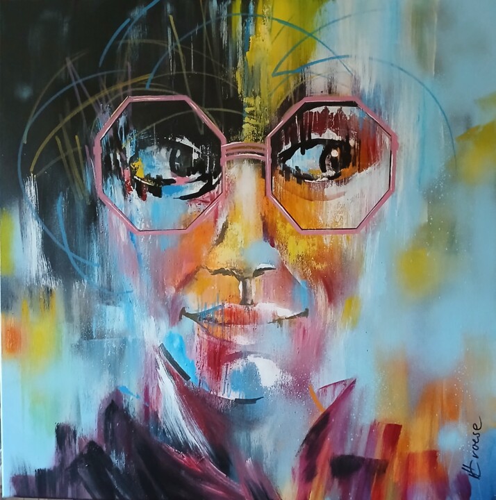 durch die rosarote Brille 绘画, 31.5x31.5 in