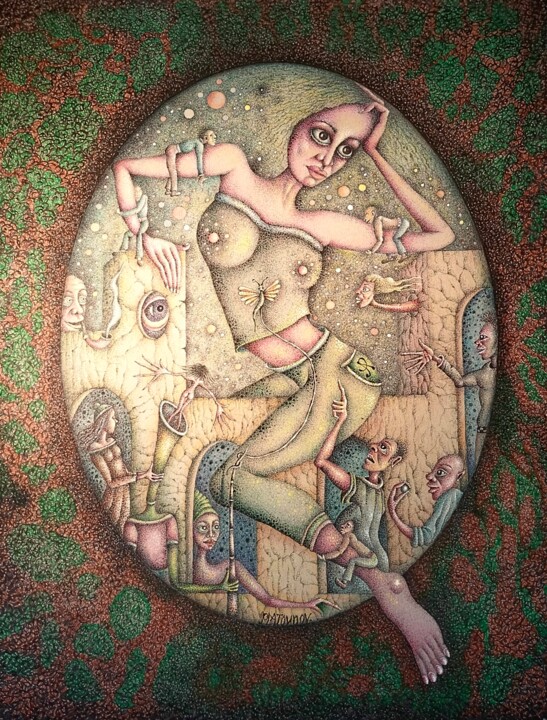 Drawing titled "Le Jardin des souve…" by Andrej Platounov, Original Artwork, Pigments