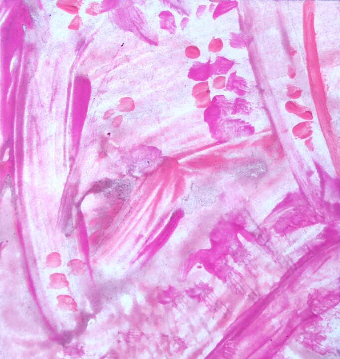 Pink couples in a pretty pink environment - 21 Schilderij, 2,8x2,8 in
