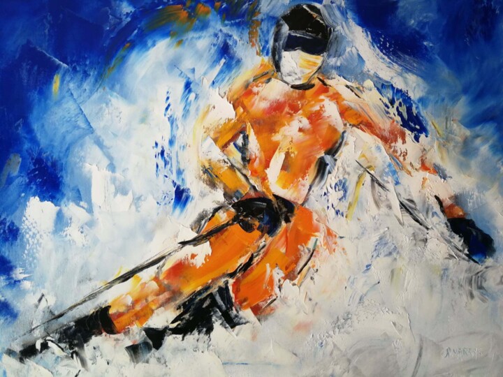 SKIEUR HORS-PISTE 绘画, 23.6x31.5 in
