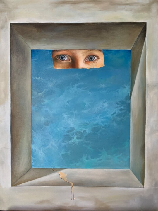 Glimpse Through the Window 绘画, 27.6x23.6 in