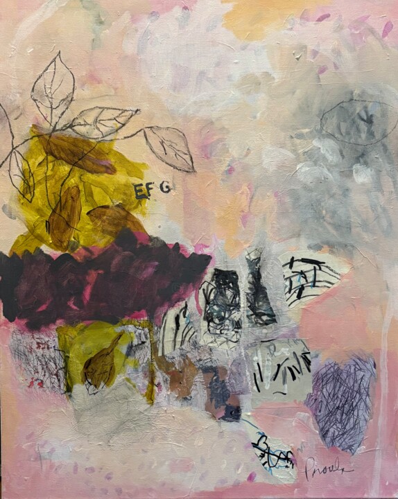 Pintura titulada ""Écriture rose!"" por Johanne Proulx, Obra de arte original, Acrílico Montado en Bastidor de camilla de ma…