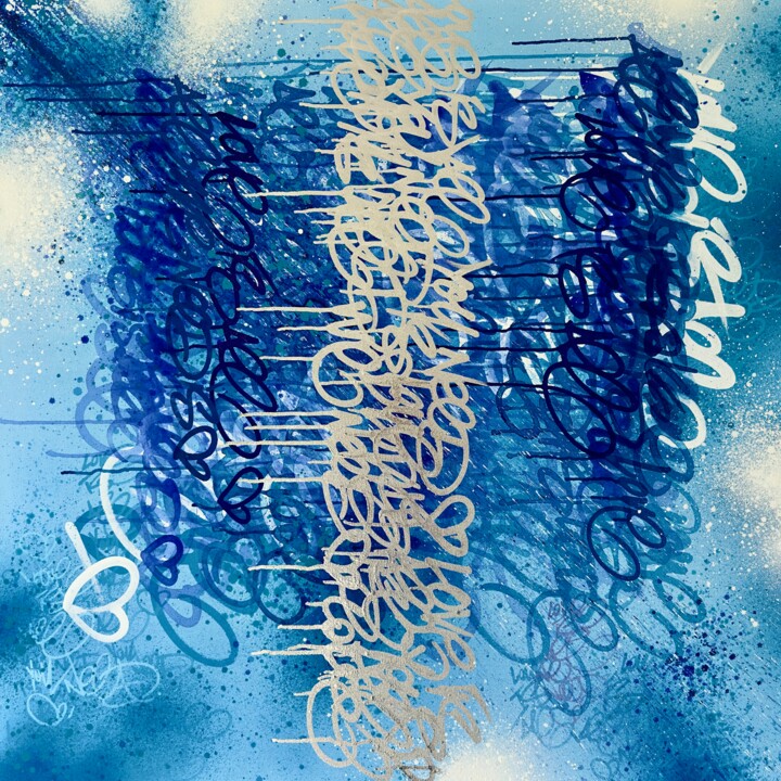 BLUE LOVE #1 绘画, 39.4x39.4 in