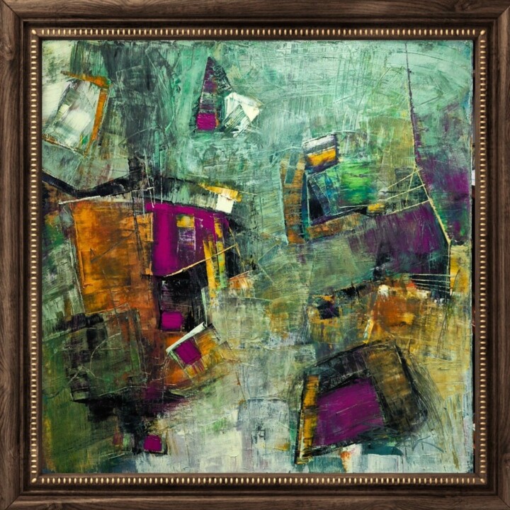 Painting titled "SIMPLICITY V" by Sonja Brzak, Original Artwork, Oil Mounted on Wood Stretcher frame