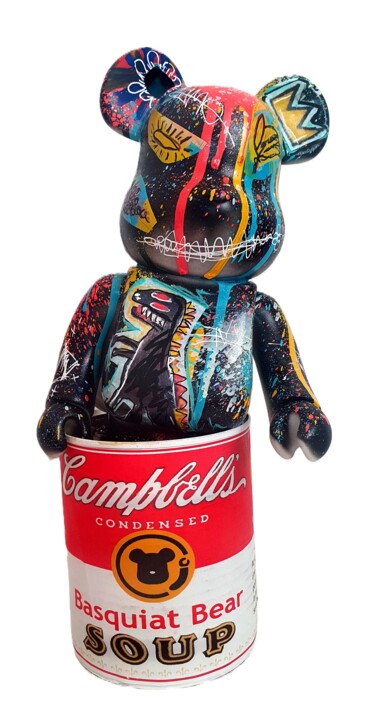 Sculpture titled "Basquiat Bearbrick…" by Pvettese, Original Artwork, Spray paint