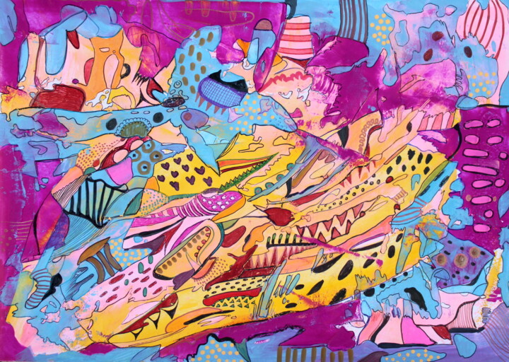 Painting titled "692. Il Primo Sorso…" by Veera Zukova, Original Artwork, Acrylic