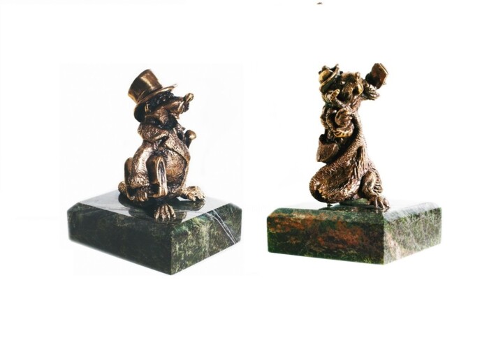 Sculpture intitulée "Rats-officials" par Andrej Savrov, Œuvre d'art originale, Bronze